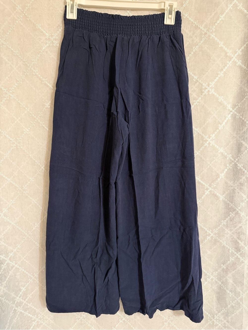 Wide Leg Elastic Waist Men’s Pants - Navy